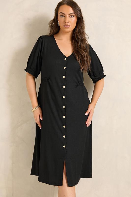  EVANS Robe mi-longue noire boutonnée 