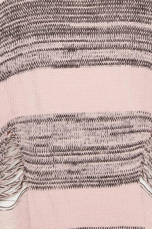 YOURS Plus Size Curve Light Pink Stripe Distressed Jumper | Yours Clothing  5