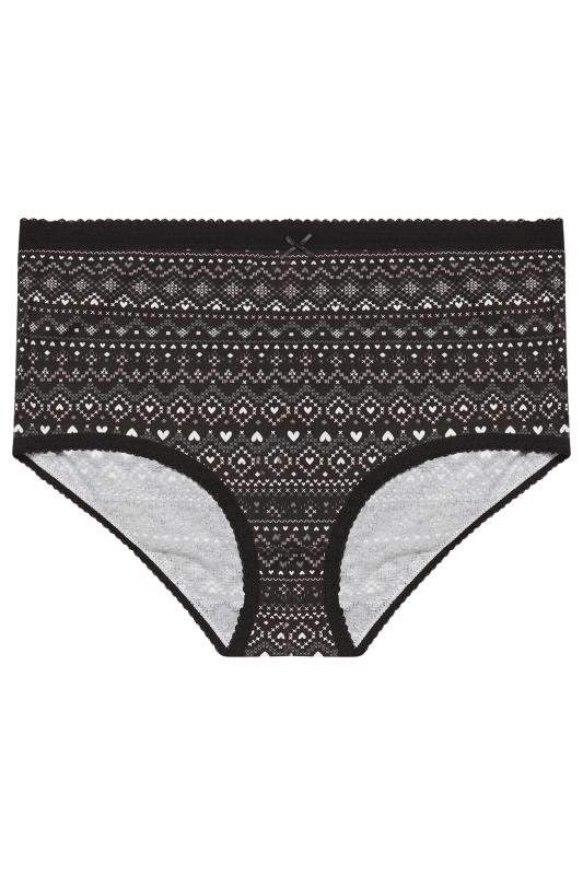 YOURS Plus Size 5 PACK Grey Fairisle Print Full Briefs | Yours Clothing 5