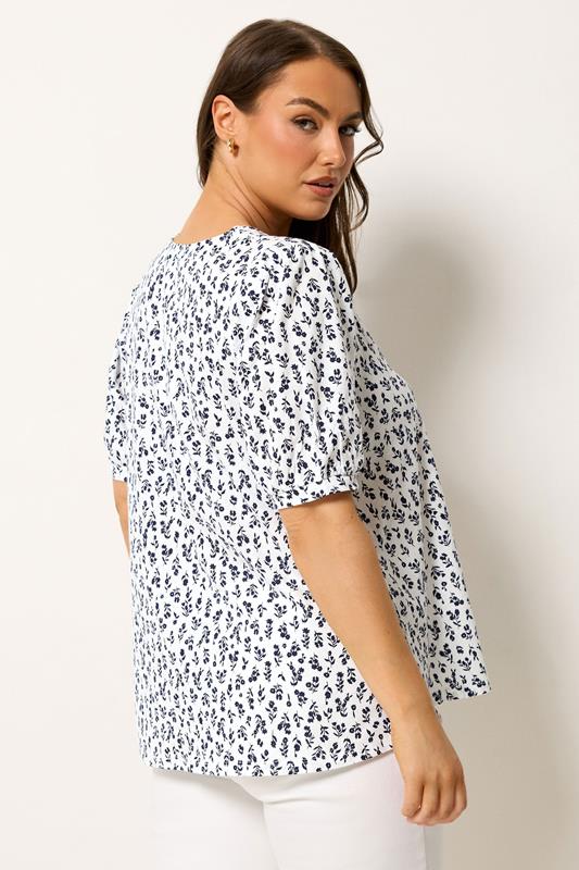 YOURS Plus Size White Floral Button Front Top | Yours Clothing 2