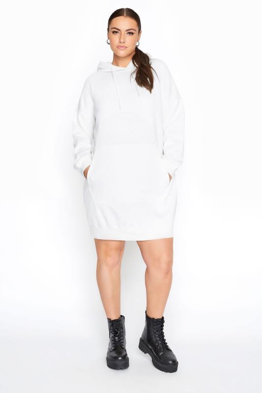Plus Size  LIMITED COLLECTION Ecru Cotton Jersey Longline Hoodie