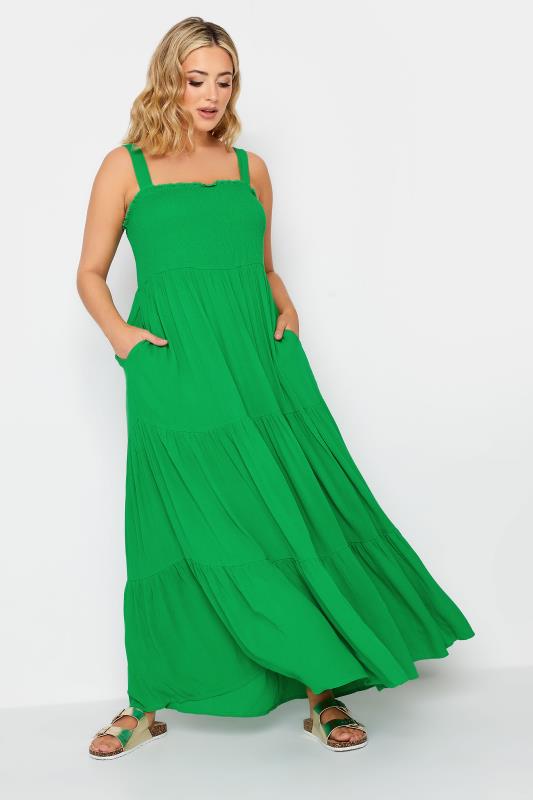 YOURS Plus Size Green Shirred Strappy Sundress | Yours Clothing  2
