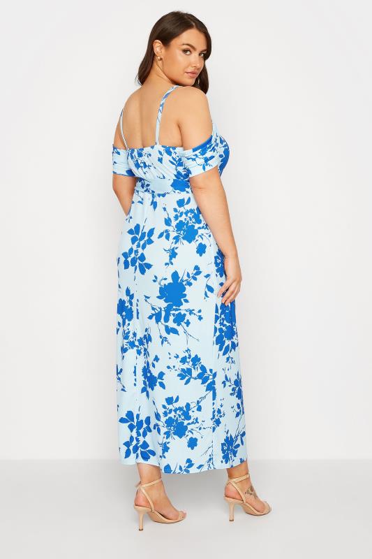 YOURS LONDON Curve Blue Floral Cold Shoulder Maxi Dress 3