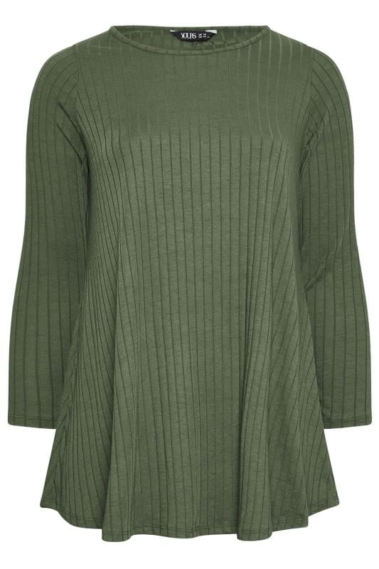 YOURS Plus Size Green Ribbed Swing Top | Yours Clothing 5