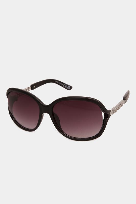Sunglasses dla puszystych Black Oversized Silver Chain Sunglasses
