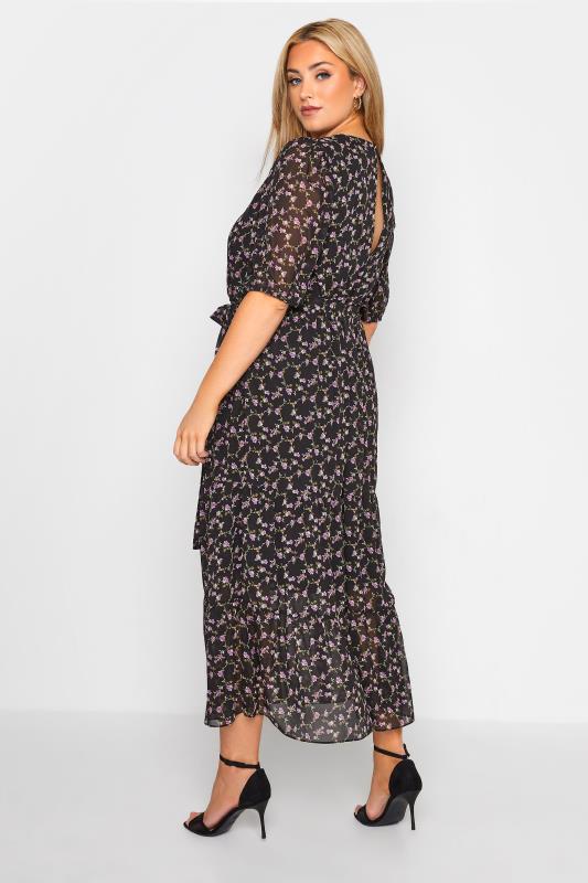 YOURS LONDON Curve Black Ditsy Smock Maxi Dress 3