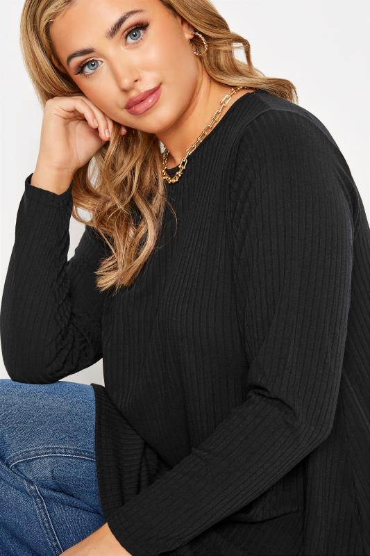 LIMITED COLLECTION Curve Black Ribbed Long Sleeve Top 4
