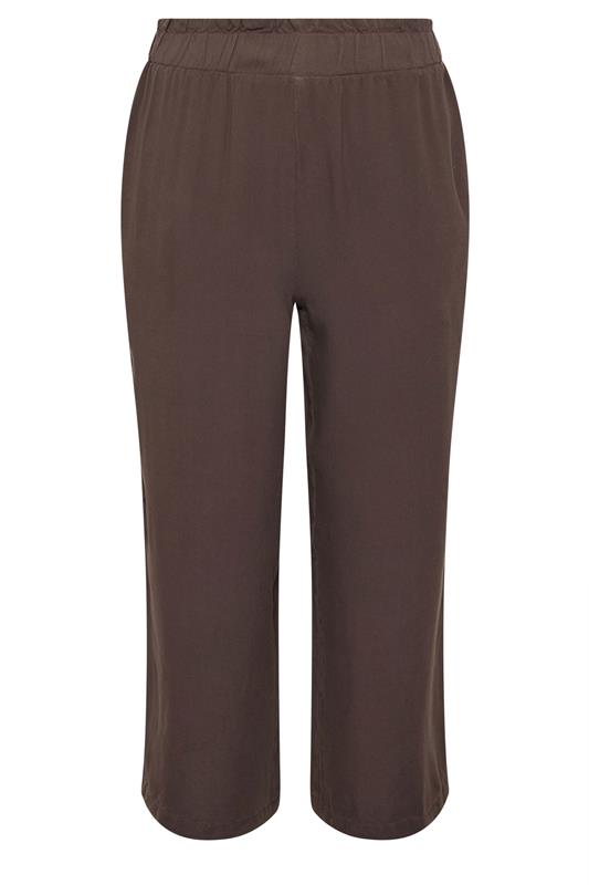 PixieGirl Petite Women's Chocolate Brown Cropped Wide Leg Trousers | PixieGirl 6