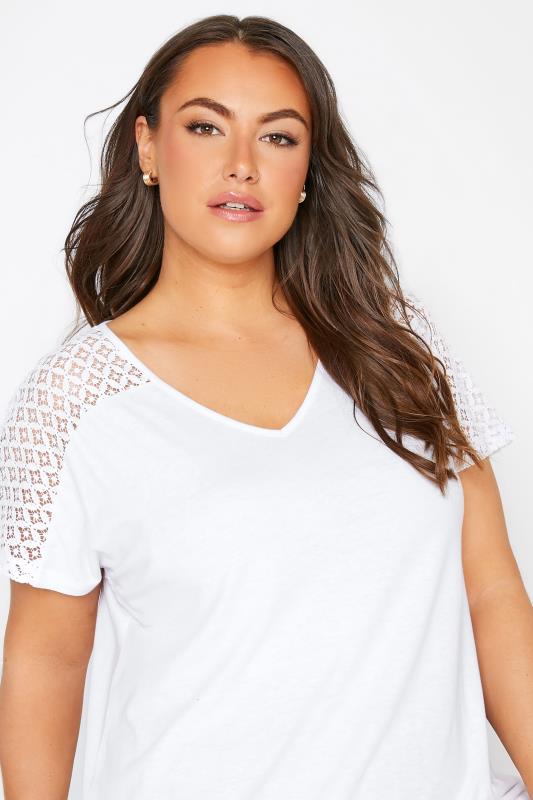 Curve White Lace Detail Bubble Hem T-Shirt 4