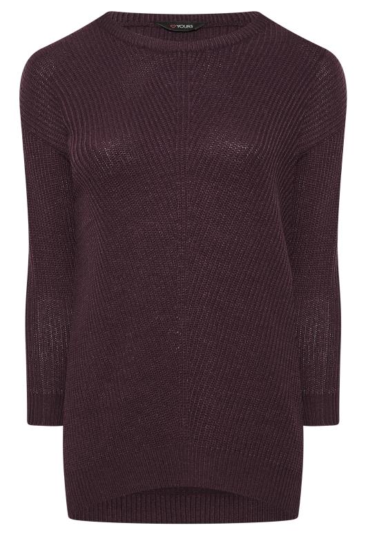 Plus Size Plum Purple Essential Knitted Jumper | Yours Clothing 6