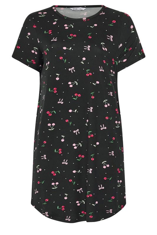 YOURSET Plus Size 2 PACK Black Lemon & Cherry Soft Touch Nightdresses | Yours Clothing 10