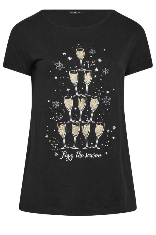 YOURS Plus Size 2 PACK Black 'Fizz The Season' Slogan Print T-Shirts | Yours Clothing 9
