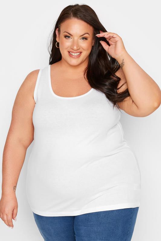 YOURS Plus Size White Vest Top | Yours Clothing 1