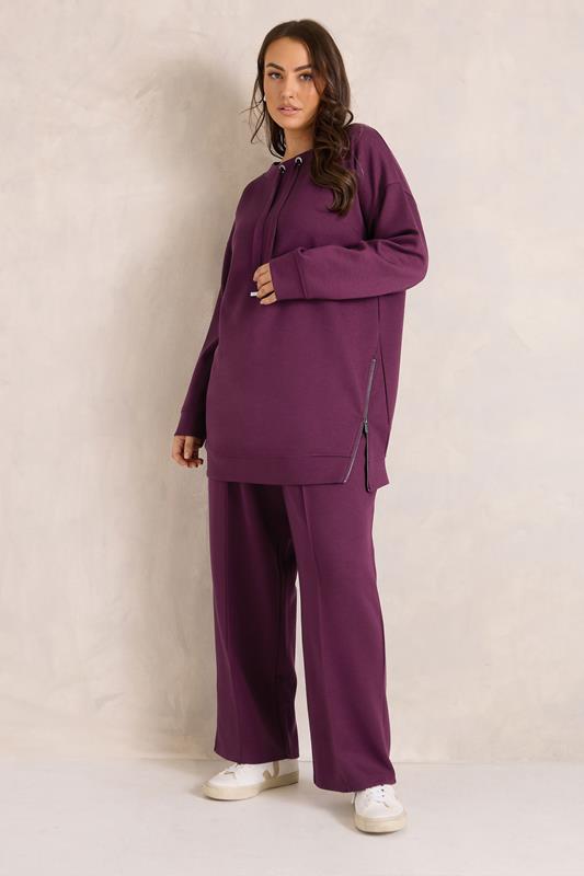 EVANS Plus Size Berry Red Luxe Zip Detail Sweatshirt | Evans  1