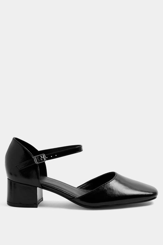 Black Square Toe Block Heels In Wide E | Yours Clothing 2