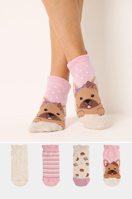 YOURSET 4 PACK Plus Size Pink Brunch Print Trainer Liner Socks | Yours Clothing 1