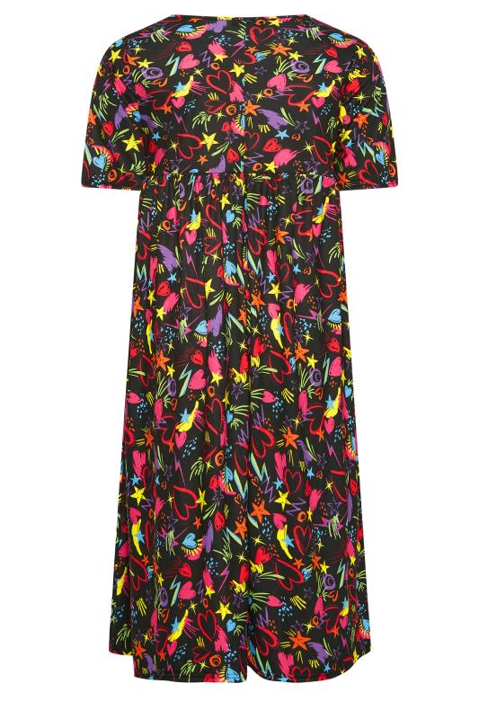 LIMITED COLLECTION Plus Size Black Scribble Print Smock Dress | Yours Clothing 6