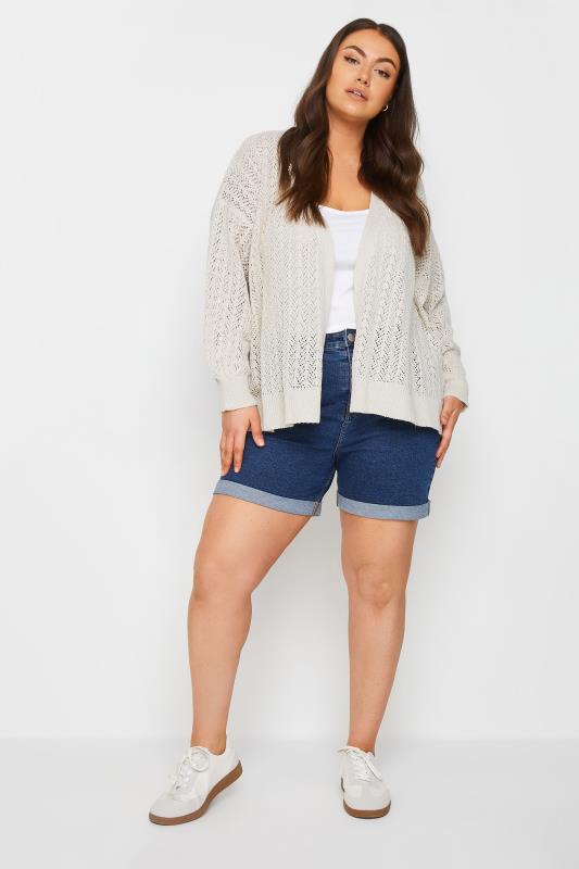 YOURS Plus Size White Pointelle Cardigan | Yours Clothing 2