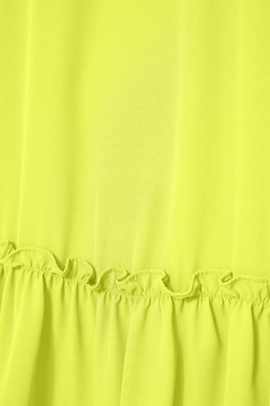 Plus Size Lime Green Tie Neck Ruffle Hem Tunic Top | Yours Clothing 4