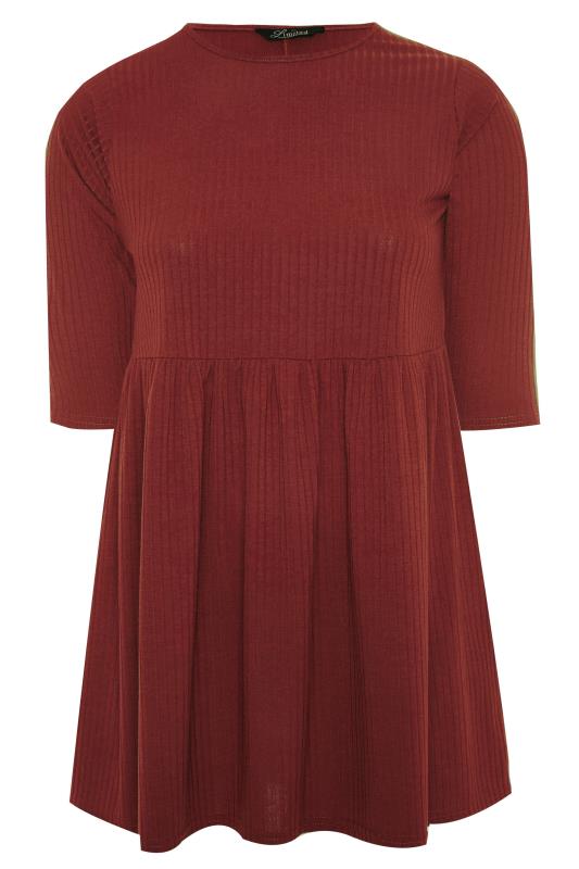 LIMITED COLLECTION Rust Ribbed Smock Top_F.jpg