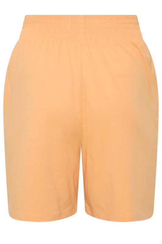 YOURS Plus Size Orange Shirred Waist Shorts | Yours Clothing 8