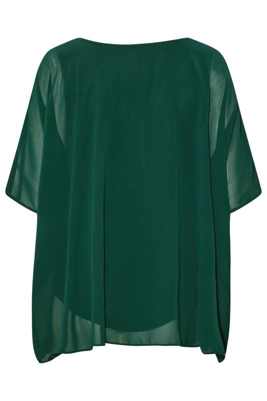 YOURS LONDON Plus Size Green Chiffon Cape Blouse | Yours Clothing 7