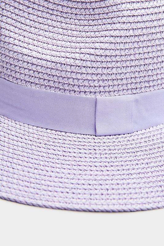 Lilac Purple Straw Fedora Hat 4