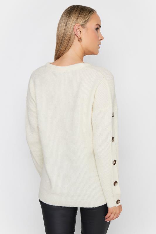 LTS Tall Ivory White Button Long Sleeve Jumper | Long Tall Sally  3