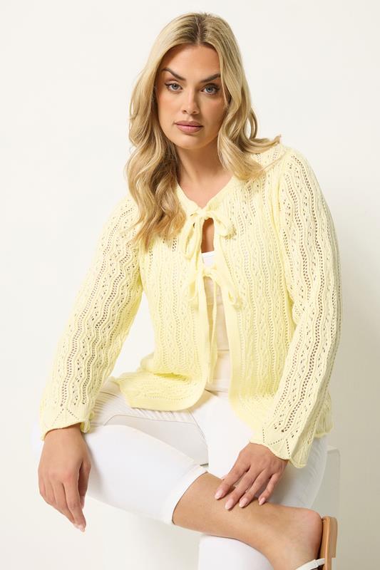  YOURS chaqueta de ganchillo amarillo limón