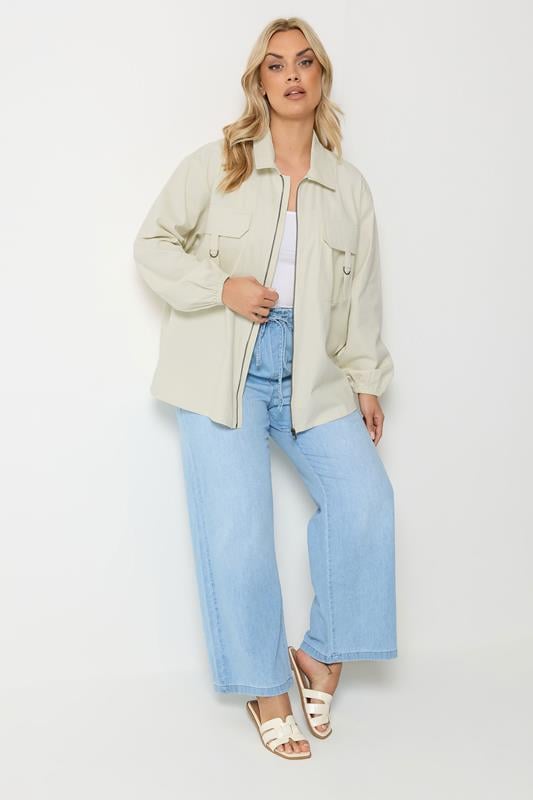 YOURS Plus Size Ivory White Utility Shacket | Yours Clothing 2