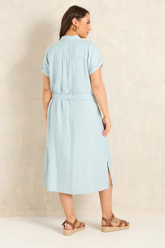 EVANS Plus Size Blue & White Stripe Shirt Dress | Evans 2