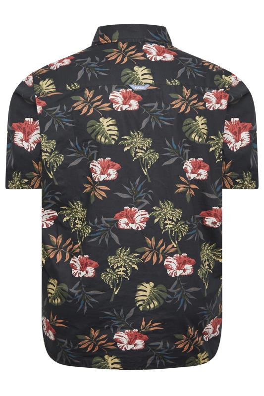 D555 Big & Tall Black Hawaiian Print Shirt | BadRhino 4