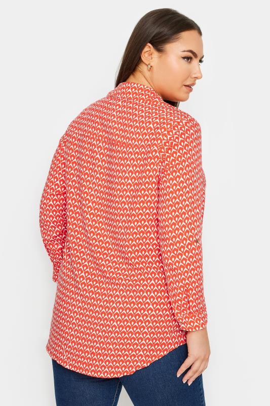 YOURS Plus Size Orange Geometric Print Button Through Shirt | Yours Clothing 3
