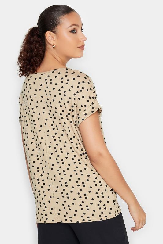 LTS Tall Beige Brown Polka Dot Print T-Shirt | Long Tall Sally  3
