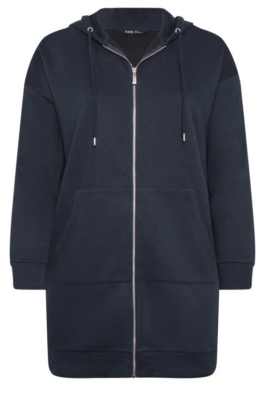 YOURS Plus Size Navy Blue Longline Zip Hoodie | Yours Clothing 5