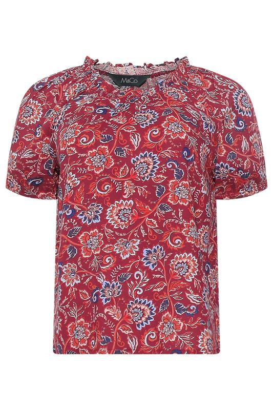 M&Co Petite Orange Abstract Print Scoop Neck Top | M&Co 5