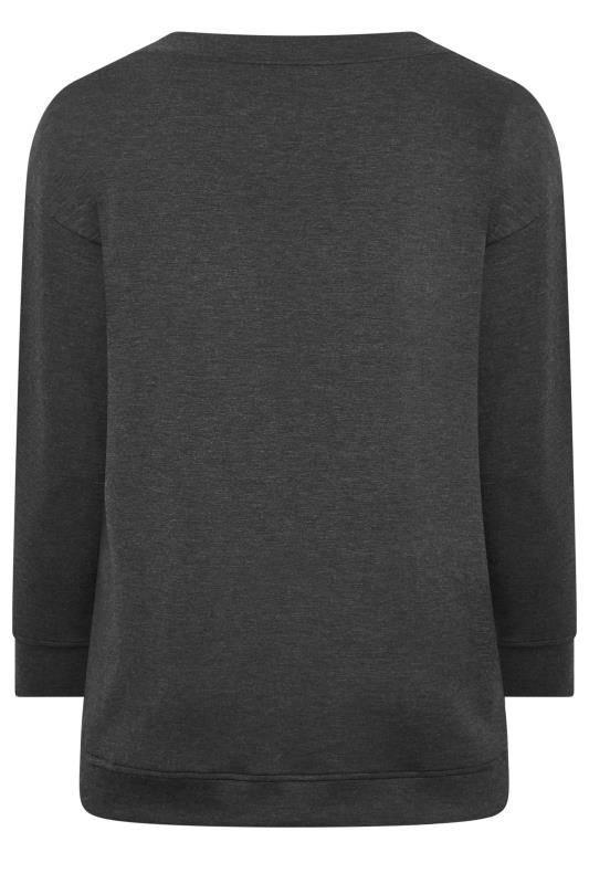 YOURS Curve Plus Size Charcoal Grey Split Side Sweatshirt | Yours Clothing  8