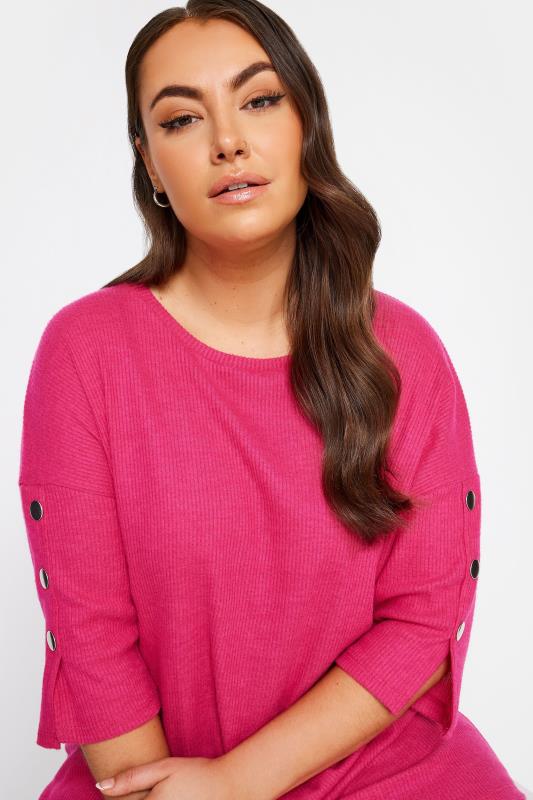 YOURS Plus Size Pink Soft Touch Button Top | Yours Clothing 4