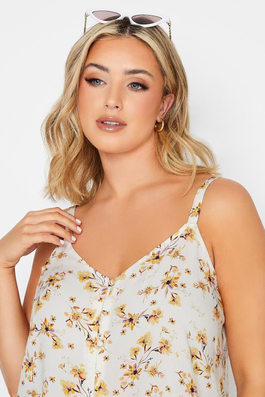 YOURS Plus Size White Floral Button Cami Vest Top | Yours Clothing 4