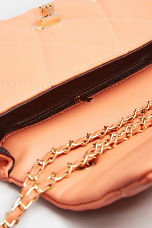 Orange Studded Quilted Chain Bag | Yours Clothing 6