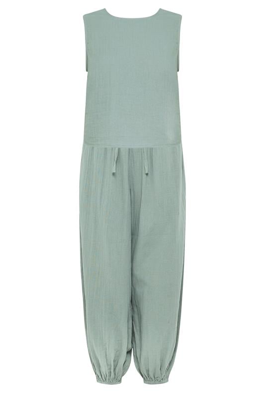 PixieGirl Petite Women's Set Sage Green Cotton Cheesecloth Top & Trousers | PixieGirl 8