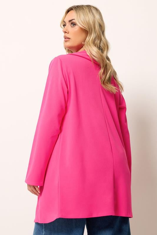 YOURS Plus Size Pink Shawl Collar Scuba Blazer | Yours Clothing 2
