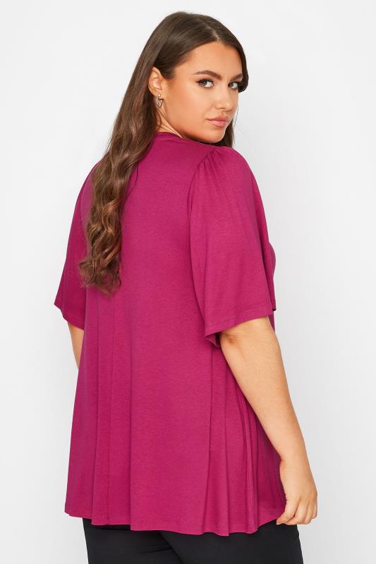 Plus Size Pink Pleat Angel Sleeve Swing Top | Yours Clothing 3