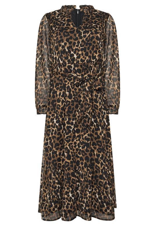M&Co Brown Animal Print Long Sleeve Ruffle Trim Dress | M&Co 5