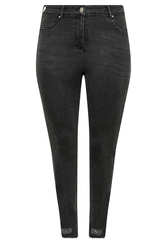 Plus Size Black Distressed AVA Lift and Shape Skinny Jeans | Yours Clothing 6
