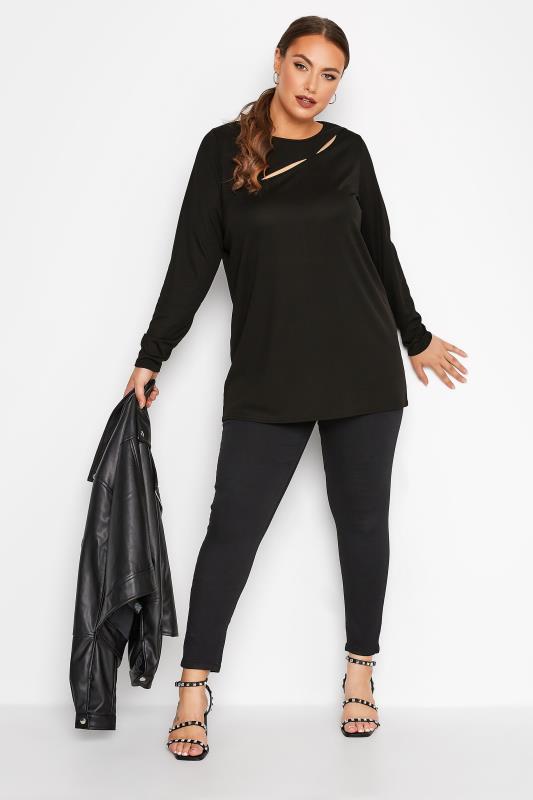 LIMITED COLLECTION Curve Black Ribbed Cut Out Top 2