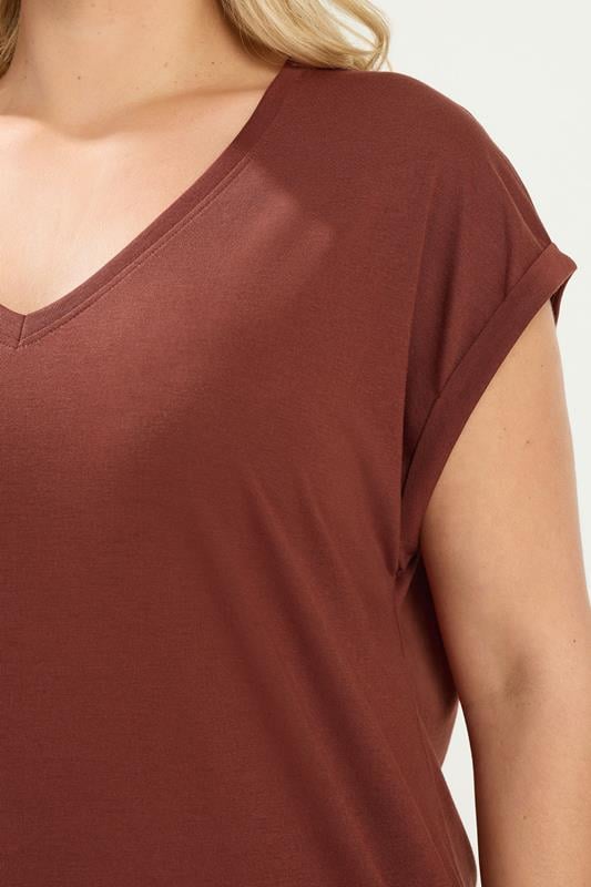 YOURS Plus Size Rust Orange V-Neck Basic T-Shirt | Yours Clothing 4