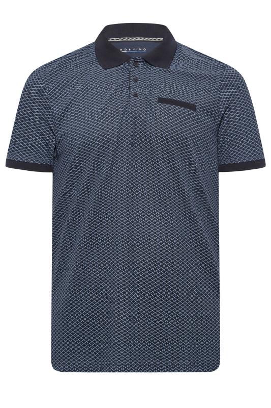 BadRhino Big & Tall Navy Blue Geometric Print Polo Shirt | BadRhino 3