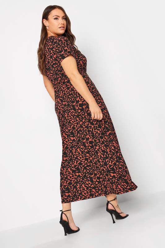 YOURS Plus Size Rust Orange Floral Print Wrap Maxi Dress | Yours Clothing 3