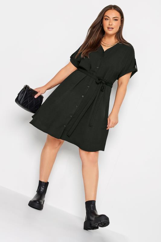 YOURS Curve Plus Size Black Utility Shirt Dress | Yours Clothing  2